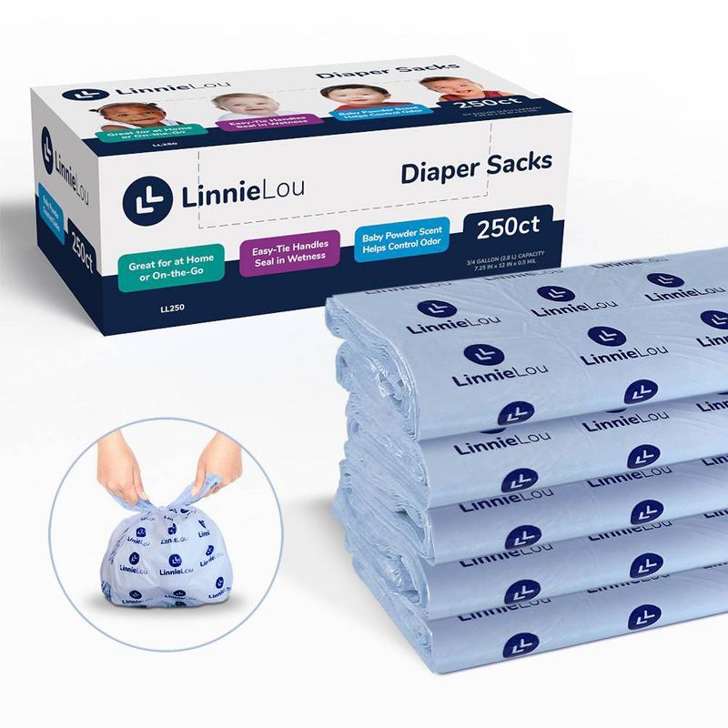 LinnieLou Baby Powder Scented Disposable Diaper Sacks - 250ct, 2 of 9