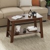 31.49" Coffee Table,  Set of 2-Tier Storage Nightstand with  Wood Finish for Bedroom/Living Room, Narrow Industrial Space-Saving Design - 3 of 4