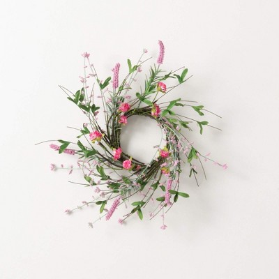 Sullivans Artificial Spring Blossom 4.5 Mini Wreath 14.5"H; Pink