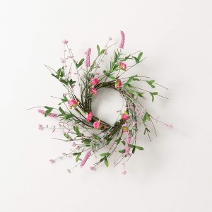 Sullivans Artificial Spring Blossom 4.5 Mini Wreath 14.5"H; Pink - 1 of 3