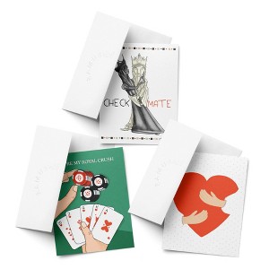 Love/Valentine's Assorted Greeting Card Pack (3ct) "Check Mate, Royal Crush, Heart Card" by Ramus & Co - 1 of 4