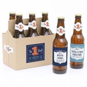 Big Dot of Happiness Cheers to You, Dad - Decorations for Men - 6 Beer Bottle Label Stickers and 1 Carrier - 1 of 4