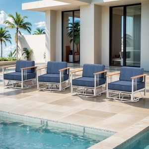 Outdoor Swivel Rocker Patio Chairs High Back Wicker Patio Furniture - 1 of 4