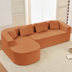Mjkone 98''Chenille L-Shape Sectional Sofa with Curved Chaise，Modern Cloud 3-Seater Sofa Floor-hugging,No Assembly Required - 1 of 4
