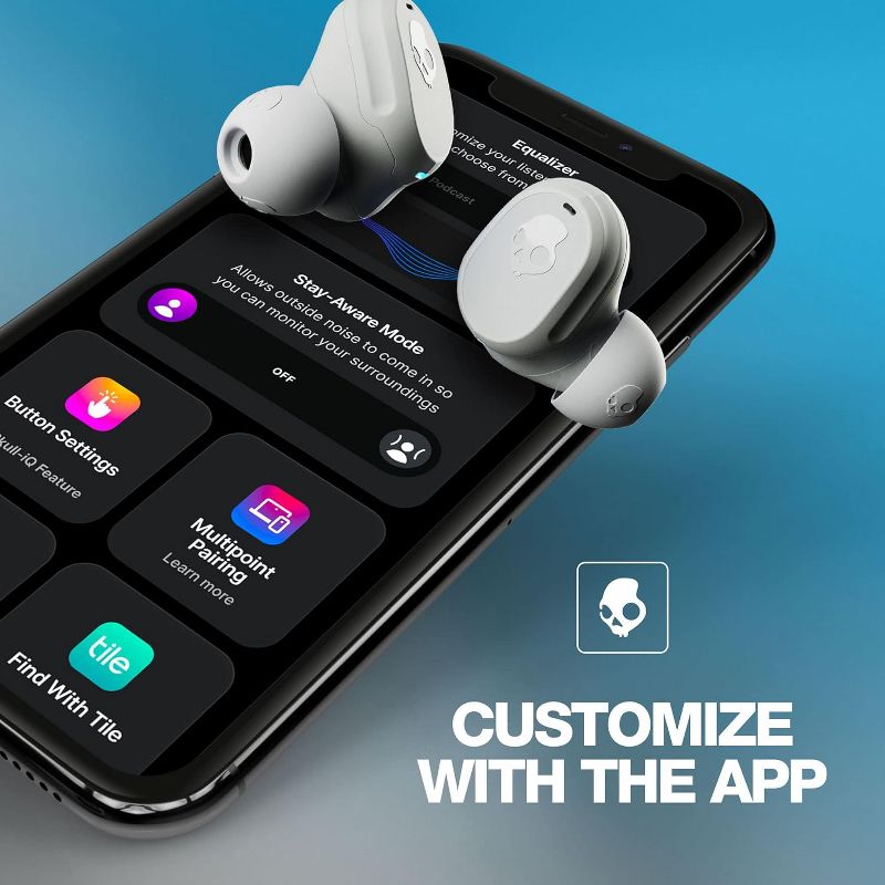 Skullcandy Mod True Wireless Bluetooth Headphones - Light Grey/Blue, 3 of 9