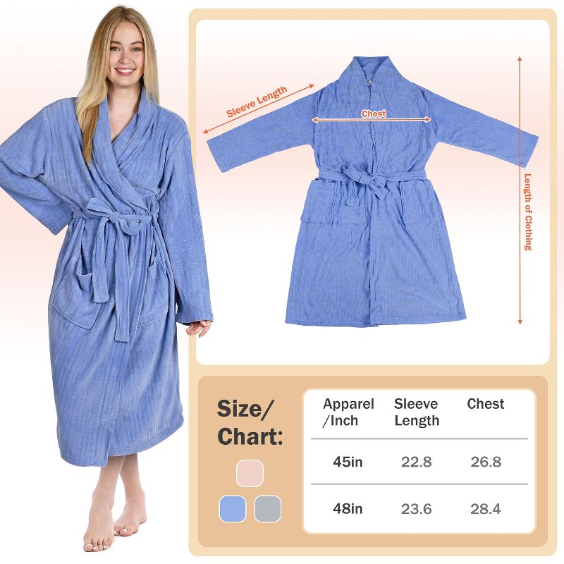 Catalonia Womens Fleece Long Robe, Comfy Soft Chenille Bathrobe, Gift for Her, 2 of 8