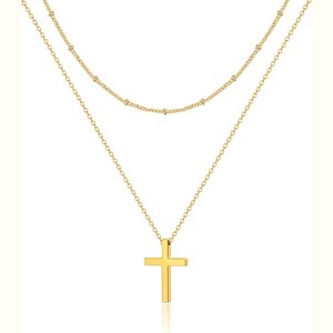 14K Gold Plated/Silver Lariat Necklace - Y-Shaped Beaded Chain for Women - 1 of 4
