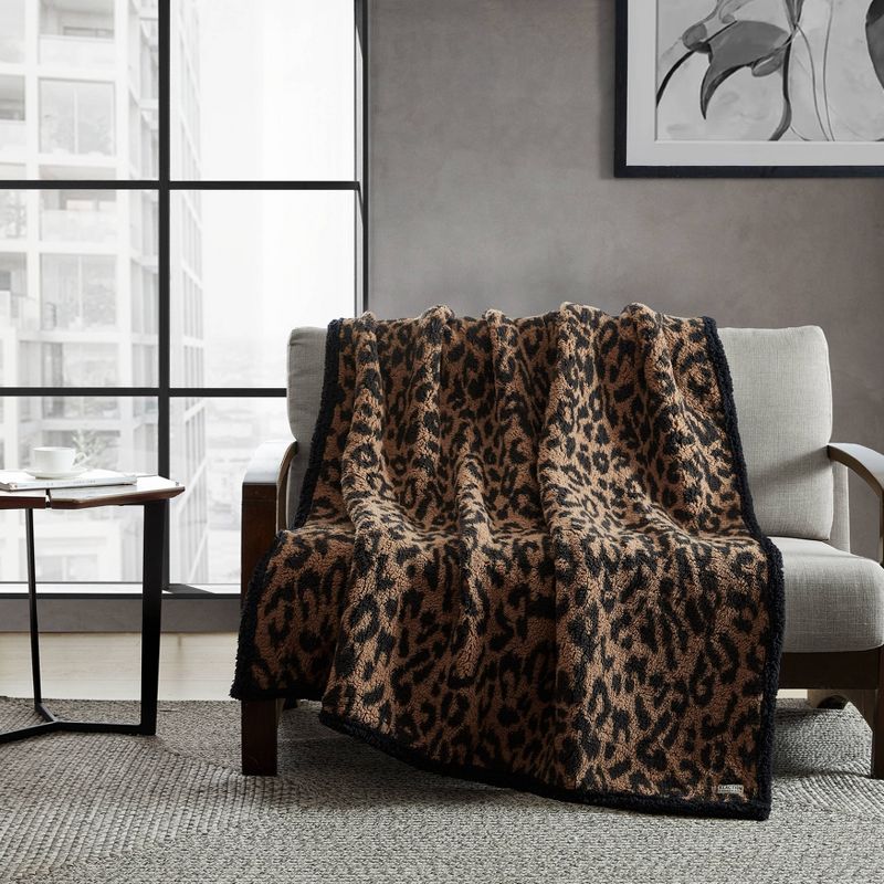 Kenneth Cole Reaction  Throw Blanket (Hudson Leopard-Brown Black)-50" X 60", 5 of 10