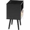 15.75" Multifunctional Nightstand Rattan End Table Storage Cabinet with Drawer Shelf USB Charging Ports Power Outlet for Living Room Bedroom - 3 of 4