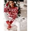 Coolmee Women's Christmas Snowflake Reindeer Knitted Sweater Long Sleeve Crew Neck Heart Animal Print Pullover Knitwear - 4 of 4
