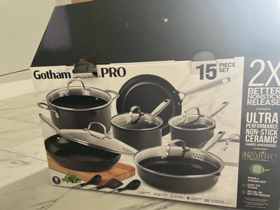 Gotham Steel Pro 2x Nonstick 15pc Hard Anodized Aluminum Ceramic Cookware  Set : Target