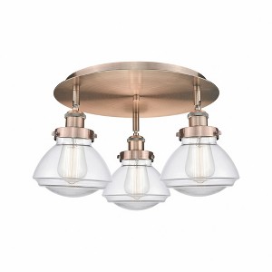 Olean - 3 Light Flush Mount In Art Deco Style-8 Inches Tall and 18.25 Inches Wide - 1 of 1