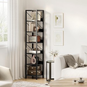 66.14 Inch Tall Narrow Bookshelf, 6 Tier Skinny Bookcase for Small Spaces, Freestanding Display Shelves, Corner Storage Organizer for Home - 1 of 4