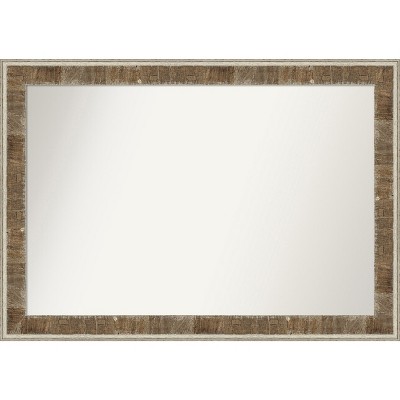 Farmhouse Brown Narrow Wood Bathroom Vanity Mirror 47.66" x 35.28"