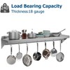 Whizmax Metal Storage Rack with Backplash for Kitchen,12" x 24" Stainless Steel Wall Mount Shelf with 5 Hooks - 2 of 4