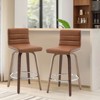 Bekrvio 26"/29" Swivel Bar Stools Set of 1/2/3/4, Faux Leather Upholstered Counter Chairs with Wood Legs, Mid-Century Seating for Kitchen Island - 2 of 4