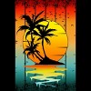 Men's Design By Humans SUNSET RETRO VINTAGE PALM TREES By punsalan T-Shirt - 2 of 2