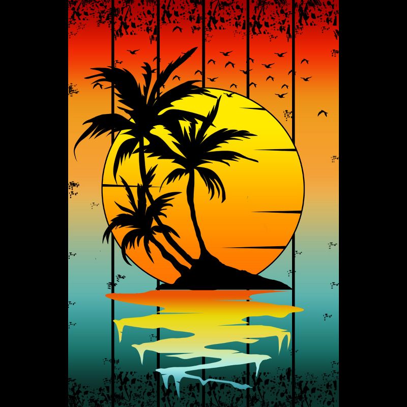 Men's Design By Humans SUNSET RETRO VINTAGE PALM TREES By punsalan T-Shirt, 2 of 3