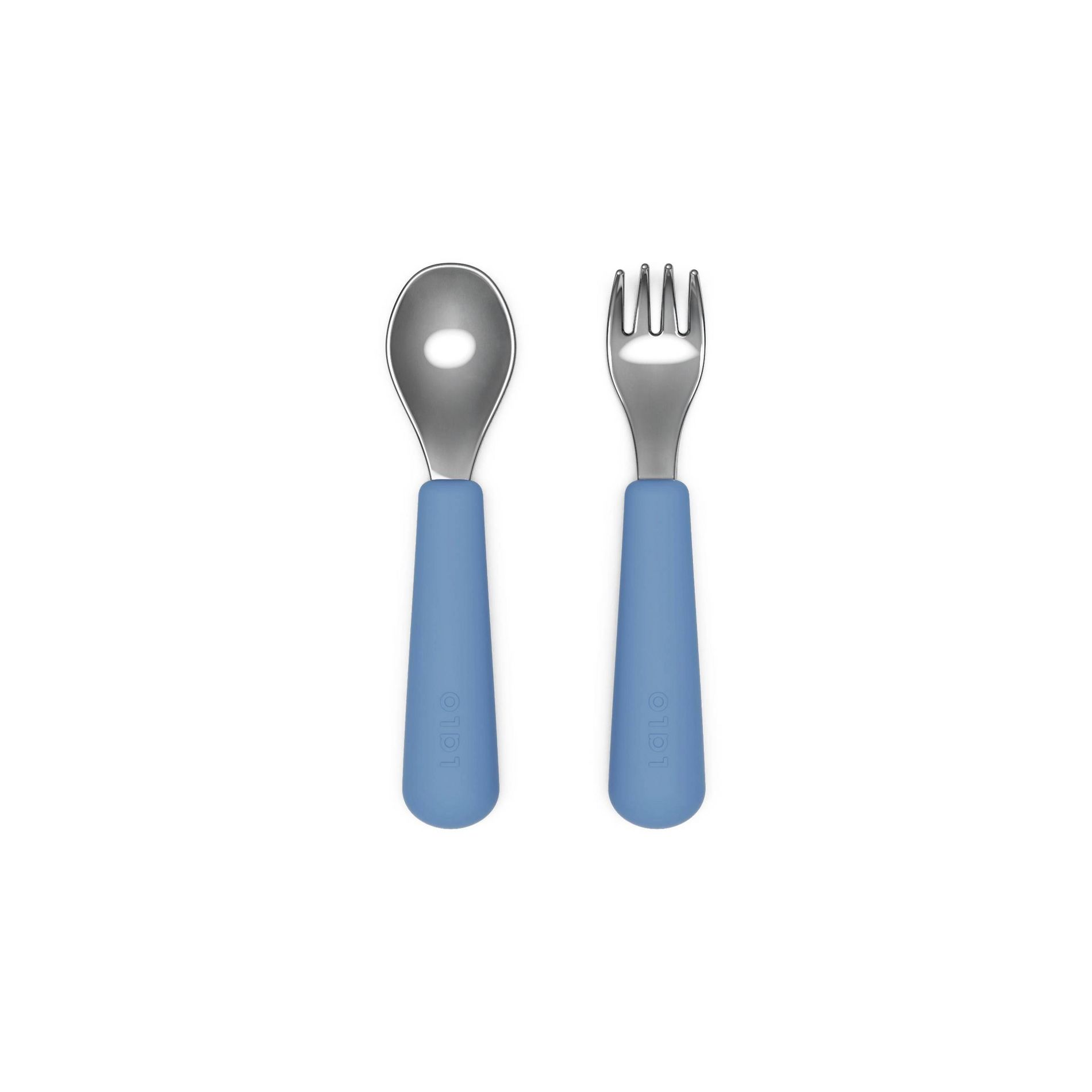 Lalo 2pc Stainless Steel Utensils - Blueberry