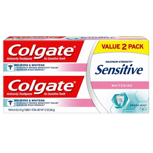 Colgate Sensitive Toothpaste Whitening Fresh Mint Gel - 6oz/2pk : Target