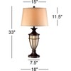 John Timberland Traditional Table Lamps 33" Tall Set of 2 with Nightlight Lantern Brushed Iron Cage Beige Fabric Shade for Living Room - 4 of 4