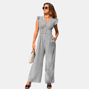 Women's Chic Striped Wide-Leg Jumpsuit with Ruffle Details - Cupshe - 1 of 4