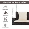MAYEERTY Wicker Hanging Sofa Swing - White Cushion, Rattan Patio Seat for Garden Entertaining - 4 of 4