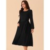 Seta T Women's Crewneck Long Sleeve Tie Waist Elegant Midi Dress - 2 of 4