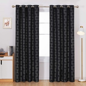 Deconovo Foil Geometric Blackout Curtains, 2 Panels, Grommet Top - 1 of 4