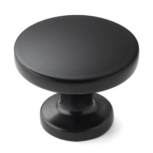 Cauldham Solid Round Kitchen Cabinet Knobs Pulls (1-1/8" Diameter) - Dresser Drawer/Door Hardware - Style R126 - Matte Black - 1 of 4