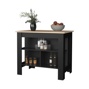 TiramisuBest Wine Storage Pedestal Kitchen Island White and Macadamia with White for Kitchen Islands & Carts - 1 of 4