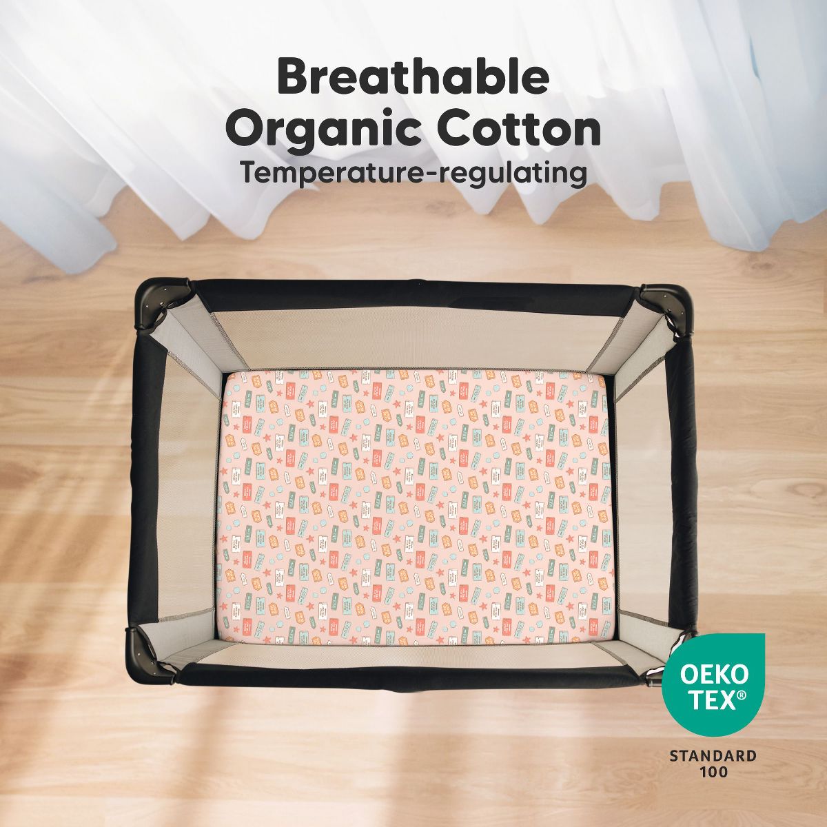 KeaBabies Mini Crib Sheets for Baby Girl, Boy, 2-Pack Soothe Pack and Play Sheets Fitted, 38x26 Organic Pack N Play Mattress Sheet - thumbnail 2