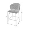 SKRAN Counter Height Bar Stools Set of 2, Jacquard Upholstered Bar Chairs, Metal Footrest and Frame for Kitchen,Dining Room,28" H Seat Height, Blue - 3 of 4