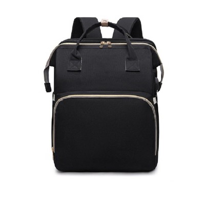 Itopfox Diaper Backpack with Changing Station, Large Capacity Baby Bag for Parents, USB Port, Waterproof Design (Black)