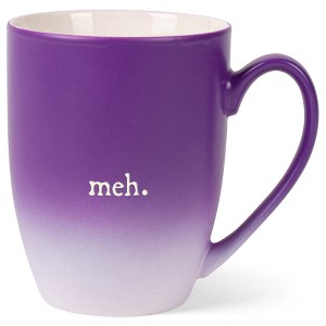 Elanze Designs Meh. Two Toned Ombre Matte Purple and White 12 ounce Ceramic Stoneware Coffee Cup Mug - 1 of 4