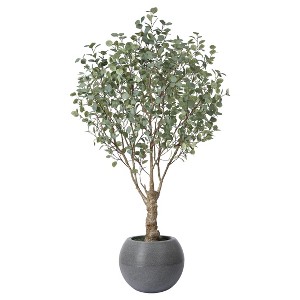 DR.Planzen 7ft UV Resistant Fake Eucalyptus Tree with Grey Tall Planter, Artificial Eucalyptus Tree for Indoor Outdoor Home Decor, Big Faux Plant - 1 of 4