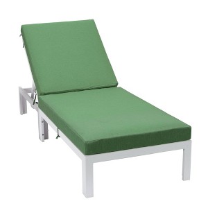 LeisureMod Chelsea Outdoor Patio Lounge Chair with Cushions in White Aluminum - 1 of 4