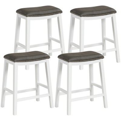 Tangkula 4PCS 26" Upholstered Counter Height Bar Stool PVC Leather Saddle Stool