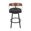 HomeRoots 26" Black and Brown Faux Leather and Iron Low Back Counter Height Swivel Bar Chair - 4 of 4