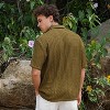 Campus Sutra Men Men's Army Green Striped Knit Oversized Shirt - 4 of 4