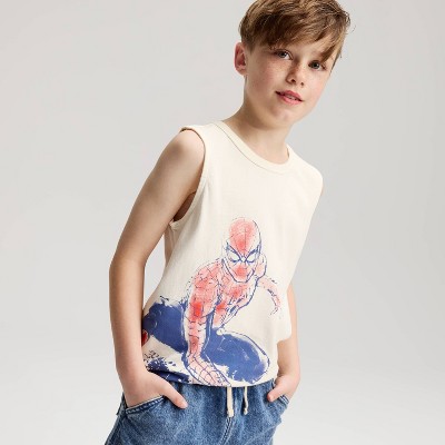 Cat & Jack Boys' Spider-Man Oversized Graphic Tank Top - Cat & Jack™ Cream S — фото 4