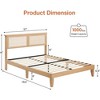 WhizMax Full Size Bed Frame with Rattan Square Headboard and LED Lights, Oak Full Size Rattan Bed Frame with Wooden Slats Support, Mattress Foundation - 2 of 4