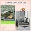 Wicker Dog House with Canopy,38'' Outdoor Rattan Dog Bed with Water Resistant Cushion for Small and Medium Dogs-LAOTIES - 4 of 4