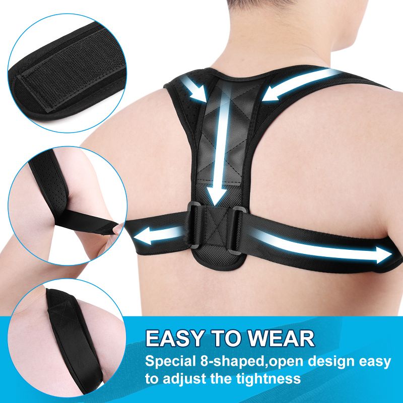 Unique Bargains Unisex Adjustable Back Posture Corrector Clavicle Belt Shoulder Support Strap Black 1 Pc, 4 of 5