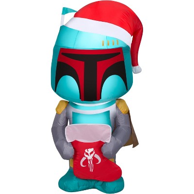 Star Wars Christmas Airblown Inflatable Boba Fett with Stocking, 4 ft Tall, Green