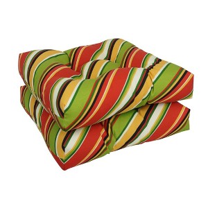 Blazing Needles, 19-inch Squared Polyester Outdoor Tufted Dining Chair Cushions (Set of 2) - 1 of 2