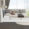 1 Full Bed Frame with Storage, White Solid Wood Platform with Trundle and Shelves for Bedroom Organization - Baofuwish - 2 of 4
