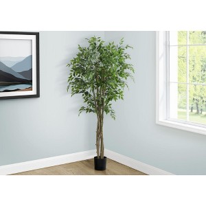 PAGED Artificial Ficus Trees with Pot, Artificial Tree with Natural Wood Trunk, Indoor Outdoor Fake Plant, Home and Office Decoration for Foyer, Porch - 1 of 4
