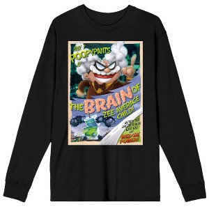 Captain Underpants Prof. Poopypants Poster Art Crew Neck Long Sleeve Black Adult Tee - 1 of 3