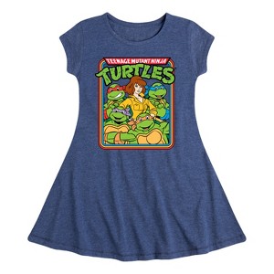 Girls' - Teenage Mutant Ninja Turtles - Retro Group April Fit & Flair Cap Sleeve Dress - 1 of 3